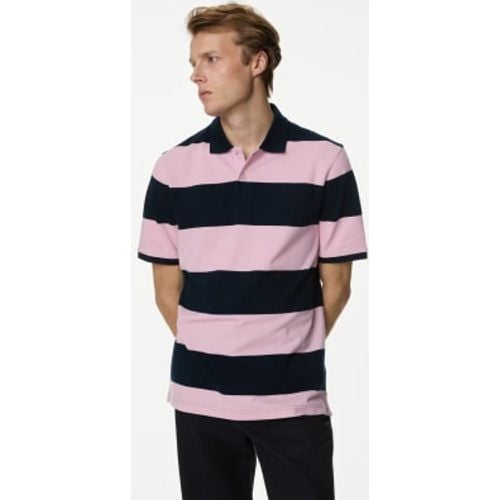 Mens Pure Cotton Striped Pique Polo Shirt - - M&S Collection - Modalova