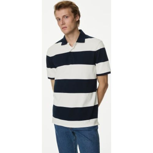 Mens Pure Cotton Striped Pique Polo Shirt - - M&S Collection - Modalova