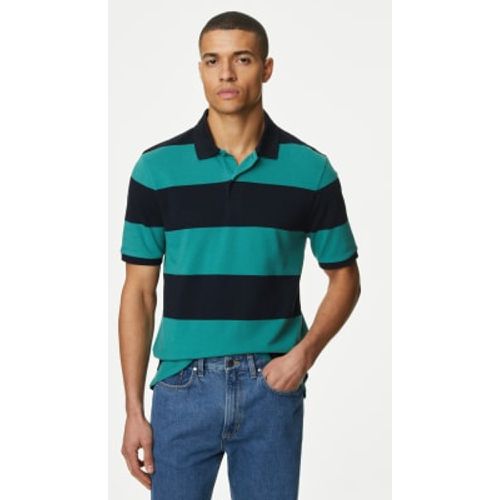 Mens Pure Cotton Striped Pique Polo Shirt - - M&S Collection - Modalova