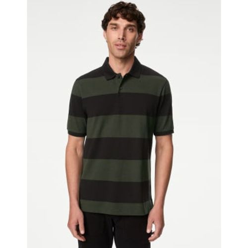 Mens Pure Cotton Striped Pique Polo Shirt - - M&S Collection - Modalova