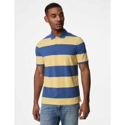 Mens Pure Cotton Striped Pique Polo Shirt - - M&S Collection - Modalova