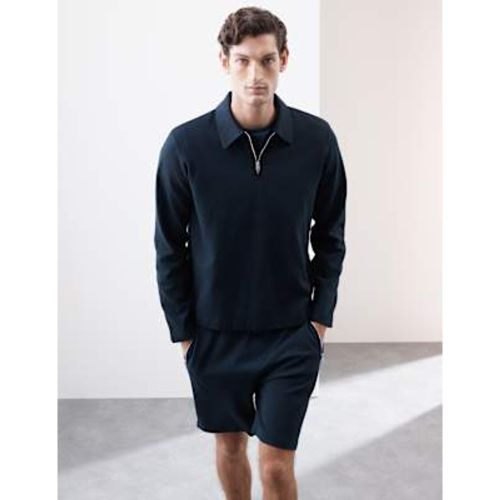 Mens Cotton Rich Waffle Half Zip Long Sleeve Top - Autograph - Modalova