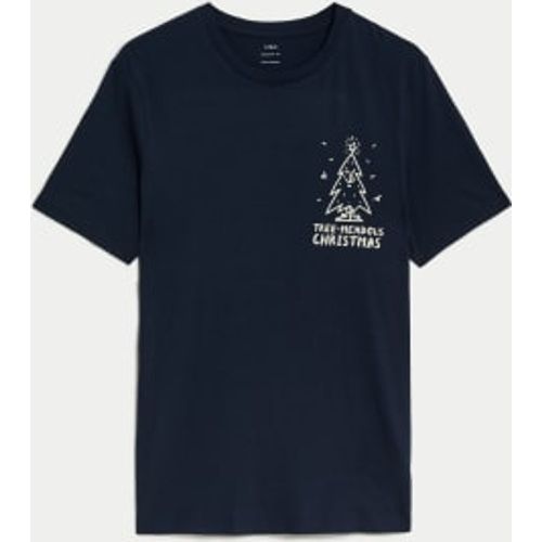 Mens Pure Cotton Tree-Mendous Christmas T-Shirt - - M&S Collection - Modalova