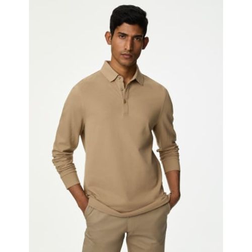 Mens Pure Cotton Long Sleeve Polo Shirt - - M&S Collection - Modalova