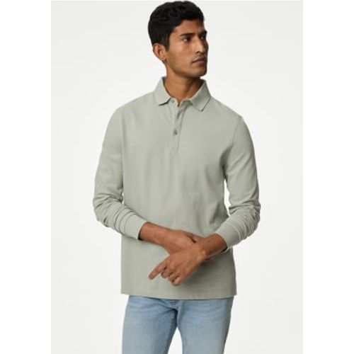 Mens Pure Cotton Long Sleeve Polo Shirt - - M&S Collection - Modalova