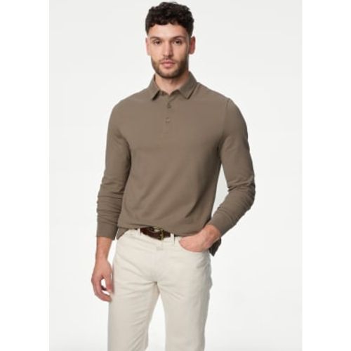 Mens Pure Cotton Long Sleeve Polo Shirt - - M&S Collection - Modalova