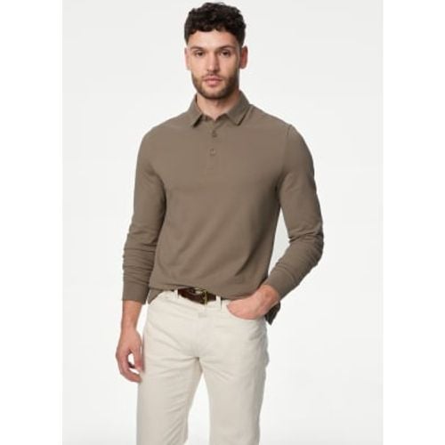 Mens Pure Cotton Long Sleeve Polo Shirt - - M&S Collection - Modalova