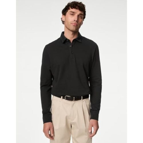 Mens Pure Cotton Long Sleeve Polo Shirt - - M&S Collection - Modalova