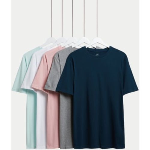 Mens 5pk Pure Cotton Crew Neck T-Shirts - - M&S Collection - Modalova