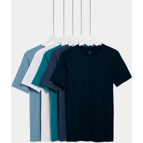 Mens 5pk Pure Cotton Crew Neck T-Shirts - - M&S Collection - Modalova