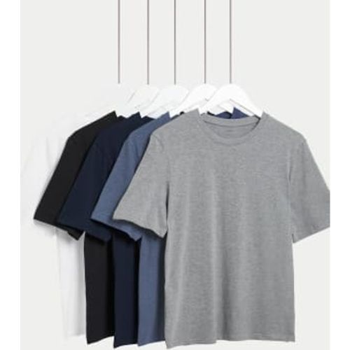 Mens 5pk Pure Cotton Crew Neck T-Shirts - - M&S Collection - Modalova