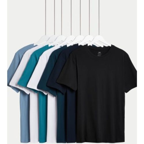 Mens 7pk Pure Cotton Crew Neck T-Shirts - - M&S Collection - Modalova