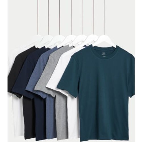 Mens 7pk Pure Cotton Crew Neck T-Shirts - - M&S Collection - Modalova