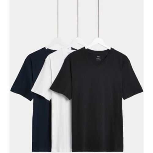 Mens 3pk Pure Cotton V-Neck T-Shirts - - M&S Collection - Modalova