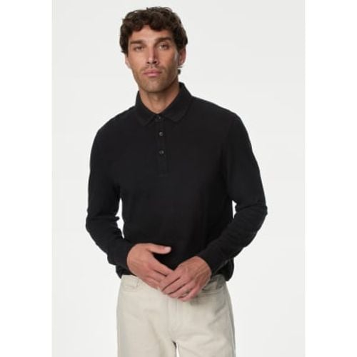 Mens 2pk Pure Cotton Long Sleeve Polo Shirts - - M&S Collection - Modalova