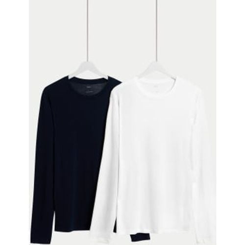 Mens 2pk Pure Cotton Long Sleeve T-Shirts - - M&S Collection - Modalova