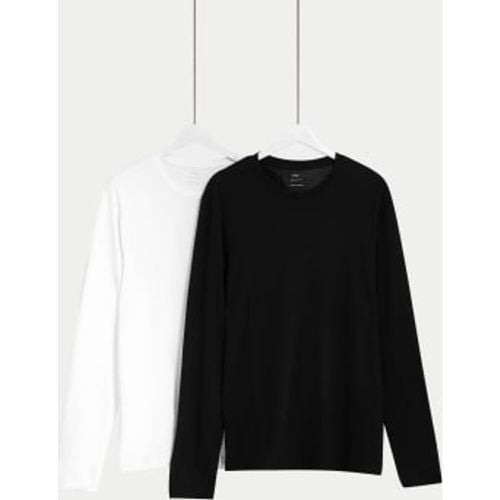 Mens 2pk Pure Cotton Long Sleeve T-Shirts - - M&S Collection - Modalova