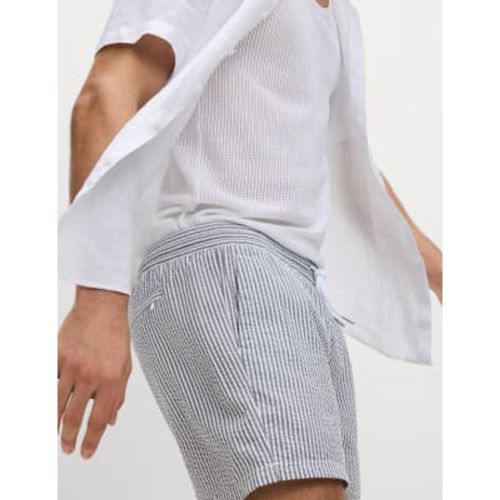 Mens Cotton Rich Seersucker Striped Swim Shorts - M&S Collection - Modalova