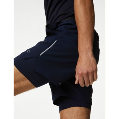 Mens Two Layer Drawstring Zip Pocket Shorts - - Goodmove - Modalova