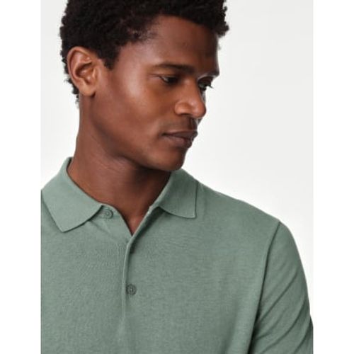 Mens Silk Cotton Knitted Polo Shirt - - Autograph - Modalova