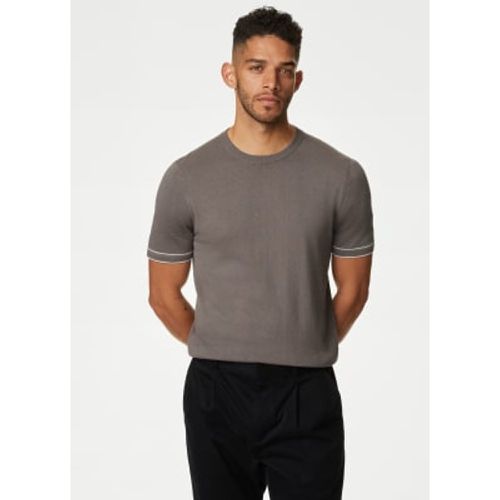 Mens Silk Cotton Crew Neck Knitted T-Shirt - - Autograph - Modalova