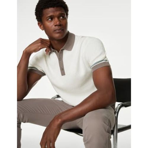 Mens Cotton Rich Textured Knitted Polo Shirt - - Autograph - Modalova