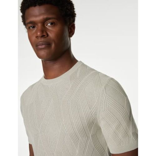 Mens Cotton Rich Textured Knitted T-Shirt - - Autograph - Modalova