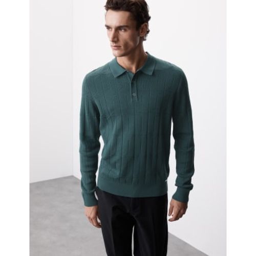 Mens Cotton Modal Textured Knitted Polo Shirt - - Autograph - Modalova