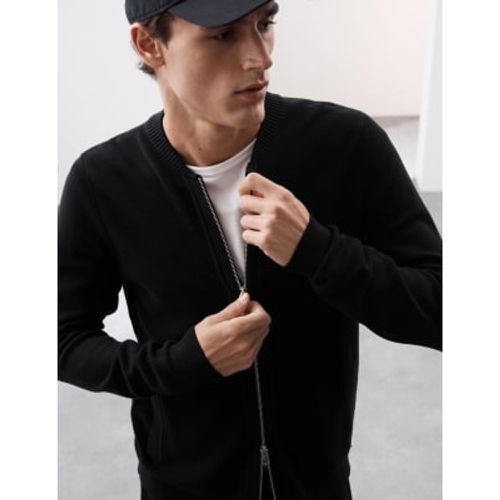 Mens Cotton Rich Zip Up Knitted Bomber - - Autograph - Modalova