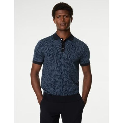 Mens Cotton Modal Zip Up Knitted Polo Shirt - - Autograph - Modalova