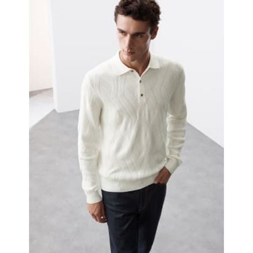 Mens Cotton Blend Long Sleeve Knitted Polo Shirt - - Autograph - Modalova