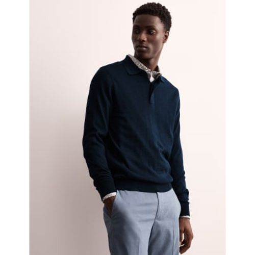 Mens Merino Wool Rich with Silk Knitted Polo Shirt - - Jaeger - Modalova