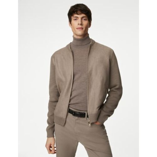 Mens Cotton Rich Zip Up Knitted Bomber - - Autograph - Modalova