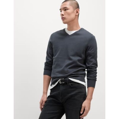 Mens Pure Cotton V-Neck Knitted Jumper - - M&S Collection - Modalova