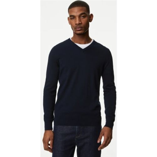 Mens Pure Cotton V-Neck Knitted Jumper - - M&S Collection - Modalova