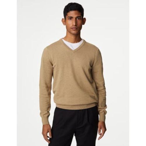 Mens Pure Cotton V-Neck Knitted Jumper - - M&S Collection - Modalova