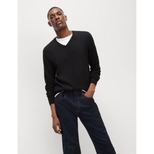 Mens Pure Cotton V-Neck Knitted Jumper - - M&S Collection - Modalova