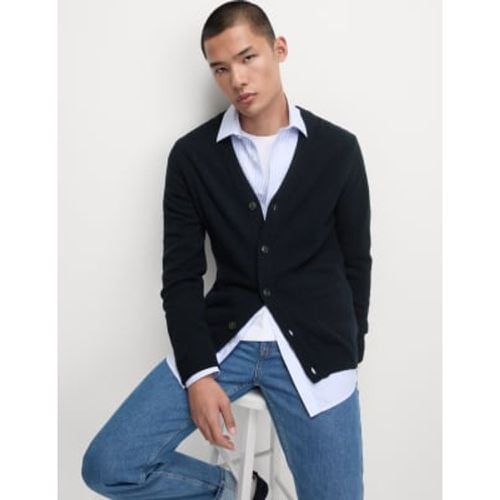 Mens Extra Fine Lambswool Rich V-Neck Cardigan - - M&S Collection - Modalova