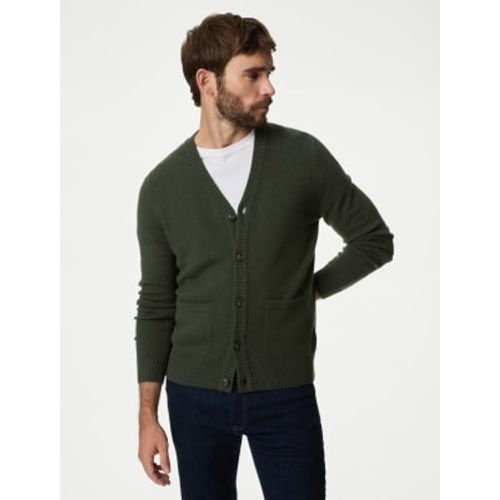 Mens Extra Fine Lambswool Rich V-Neck Cardigan - - M&S Collection - Modalova