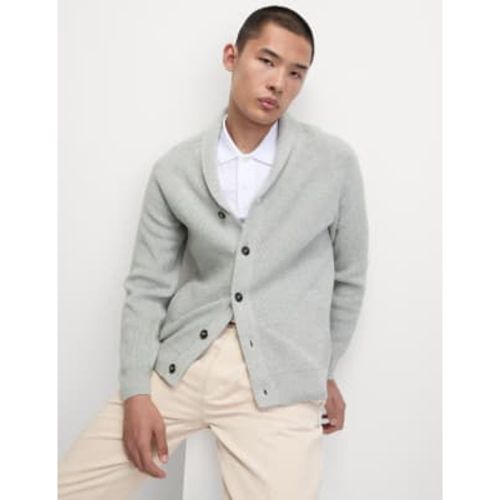 Mens Cotton Blend Ribbed Shawl Collar Cardigan - - M&S Collection - Modalova