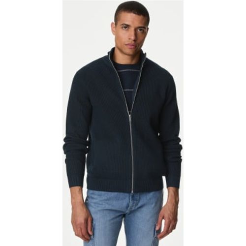 Mens Cotton Blend Funnel Neck Zip Up Jumper - - M&S Collection - Modalova