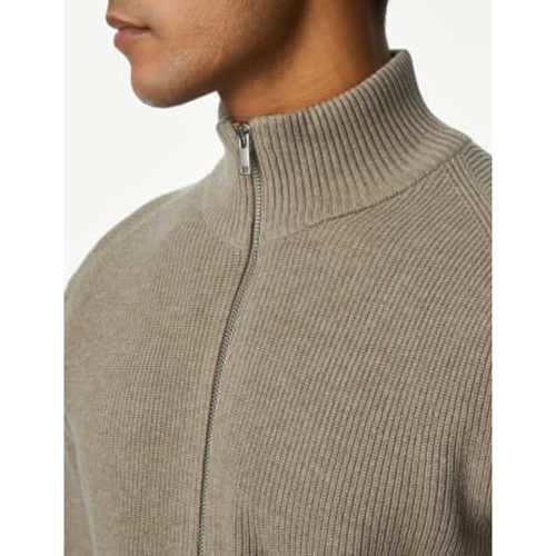 Mens Cotton Blend Funnel Neck Zip Up Jumper - - M&S Collection - Modalova