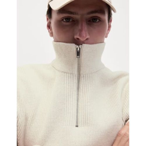 Mens Cotton Blend Ribbed Funnel Neck Jumper - - M&S Collection - Modalova