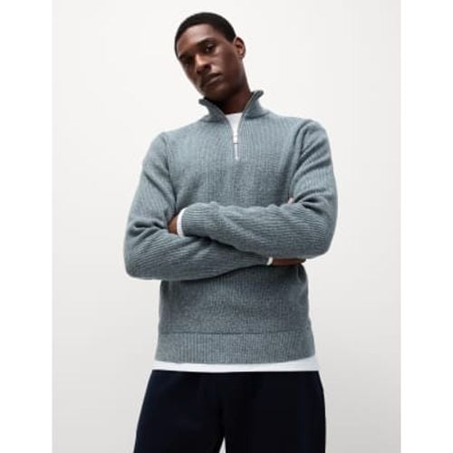 Mens Cotton Blend Ribbed Funnel Neck Jumper - - M&S Collection - Modalova