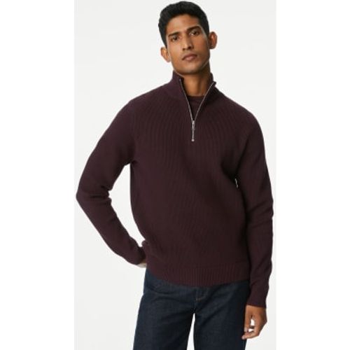 Mens Cotton Blend Ribbed Funnel Neck Jumper - - M&S Collection - Modalova