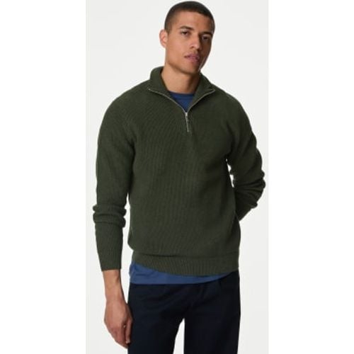 Mens Cotton Blend Ribbed Funnel Neck Jumper - - M&S Collection - Modalova