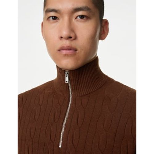 Mens Cotton Blend Cable Funnel Neck Jumper - - M&S Collection - Modalova