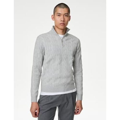 Mens Cotton Blend Cable Funnel Neck Jumper - - M&S Collection - Modalova