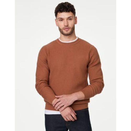 Mens Cotton Blend Textured Crew Neck Jumper - - M&S Collection - Modalova