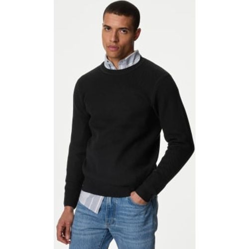 Mens Cotton Blend Textured Crew Neck Jumper - - M&S Collection - Modalova